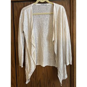 Elena Baldi Cream Cardigan w/ Lace Accent Size Small